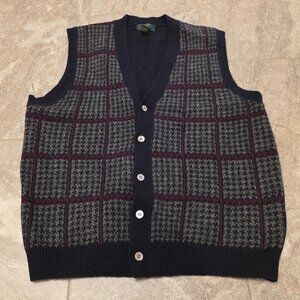 CLUB ROOM MENS SZ MEDIUM V-NECK GRAY LAMBSWOOL VEST